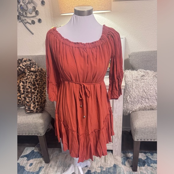 Passion of Essence Coral Off-Shoulder Mini Dress - Picture 7 of 8